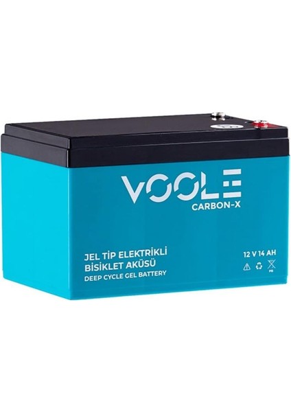 VOOLE 12V 14 AH ELEKTRİKLİ BİSİKLET AKÜSÜ DEEP CYCLE GEL BATTARY CARBON-X (150*97*95) (4.3 KG)