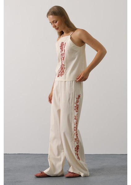 Boncuk Işlemeli Askılı Pantolon Takım fırsatları