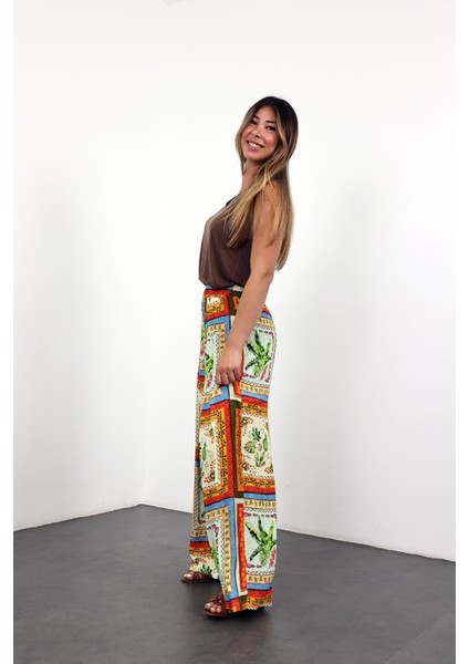 Sarı Desenli Dökümlü Pantolon 29670 modelleri