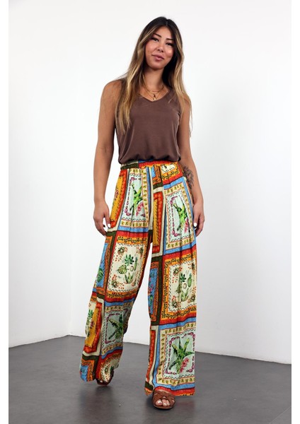 Sarı Desenli Dökümlü Pantolon 29670 fırsatları