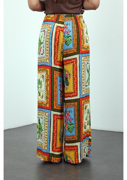 Sarı Desenli Dökümlü Pantolon 29670 indirimleri