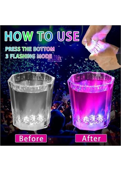 Bfs LED Işıklı Eğlence Bardakları - 3 Modlu Renk Değiştiren Bardak 12 Adet fiyatları