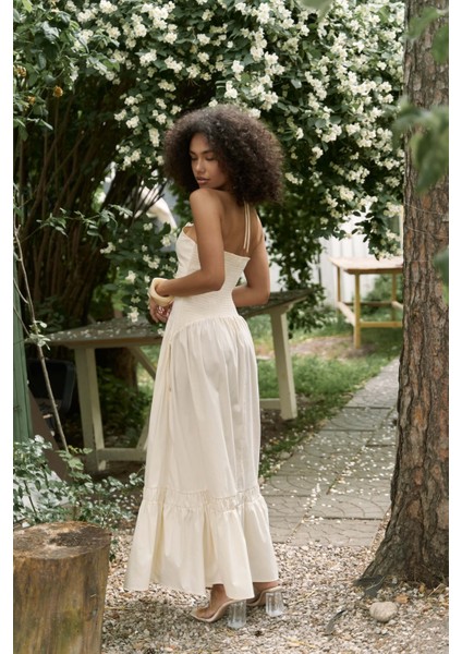 Elisa Gül Detay Sarı Uzun Elbise indirimleri