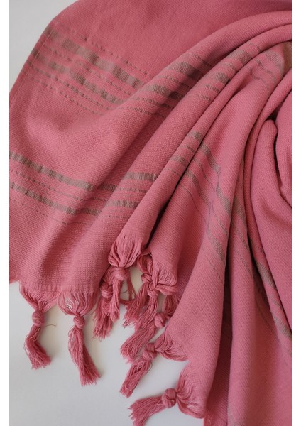 Çizgili Havlu Peştemal 90X170CM - Yumuşak ve Yüksek Su Emici - %100 Pamuk-Gül