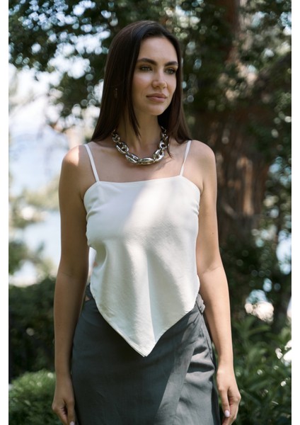 Alytih Üçgen Detay Ekru Crop