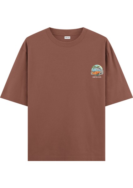 Caravan - Oversize T-Shirt Kahverengi