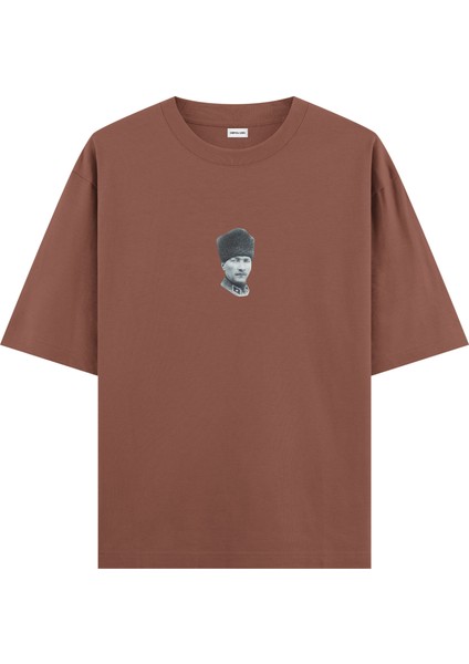 Atatürk - Oversize T-Shirt Kahverengi