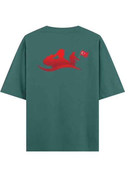 Ay Yıldız - Oversize T-Shirt Yeşil