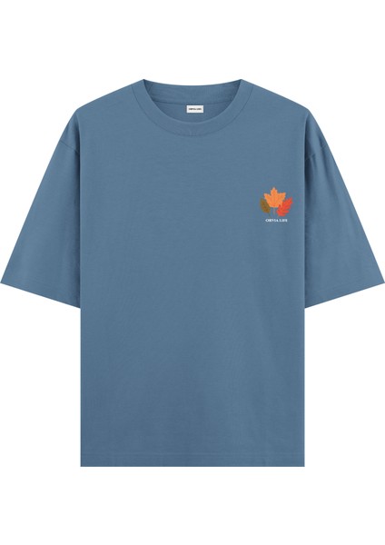 Autumun - Oversize T-Shirt Antrasit Mavi