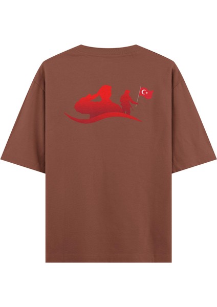 Ay Yıldız - Oversize T-Shirt Kahverengi