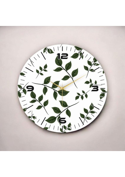Beyaz Renkli Baskı Yaprak Desenli Sayılı Hediyelik Ahşap Sessiz Duvar Saati 45CM fiyatları