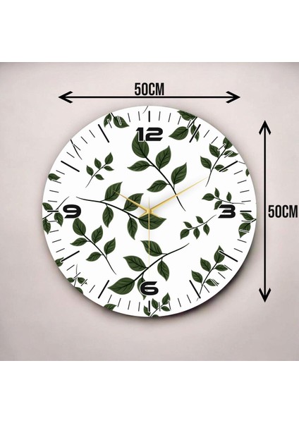 Beyaz Renkli Baskı Yaprak Desenli Sayılı Hediyelik Ahşap Sessiz Duvar Saati 45CM modelleri