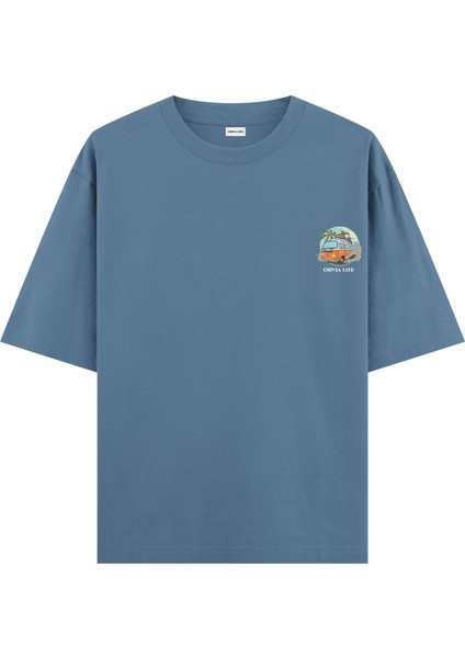 Caravan - Oversize T-Shirt Antrasit Mavi