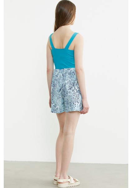 Rahat Kalıp Desenli Şort - Mavi indirimleri