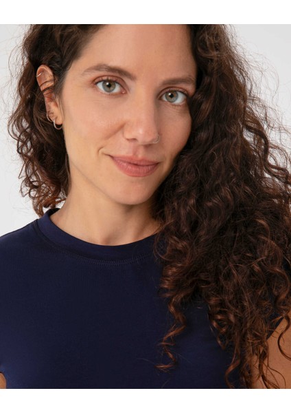 Indigo Basic Half Crop T-Shirt