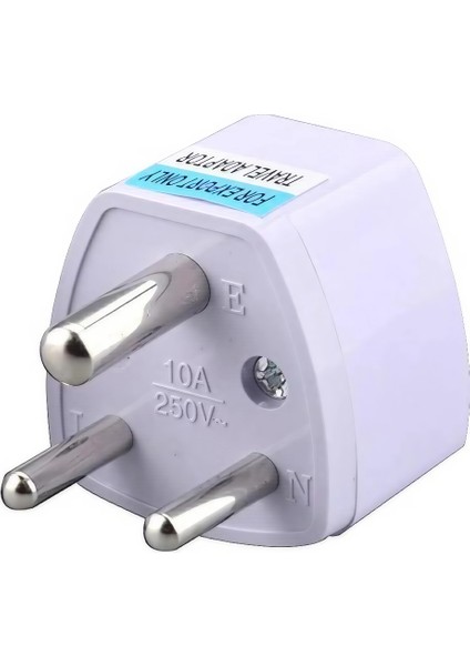 Hindistan Uyumlu Topraklı Priz Dönüştürücü – Beyaz | Evrensel Çoklu Girişli Seyahat Adaptörü