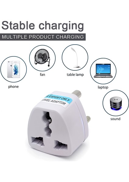 Hindistan Uyumlu Topraklı Priz Dönüştürücü – Beyaz | Evrensel Çoklu Girişli Seyahat Adaptörü indirimleri