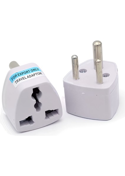 Hindistan Uyumlu Topraklı Priz Dönüştürücü – Beyaz | Evrensel Çoklu Girişli Seyahat Adaptörü