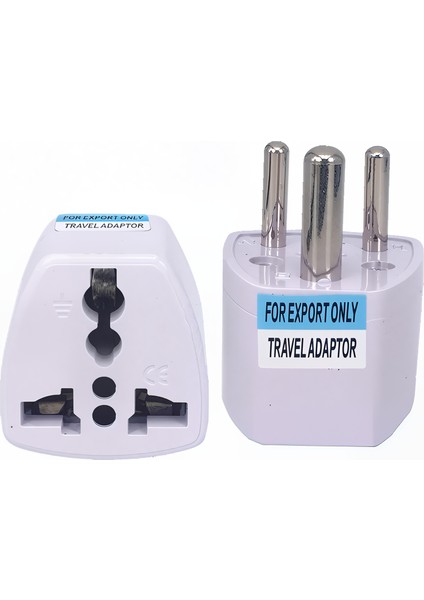 Hindistan Uyumlu Topraklı Priz Dönüştürücü – Beyaz | Evrensel Çoklu Girişli Seyahat Adaptörü