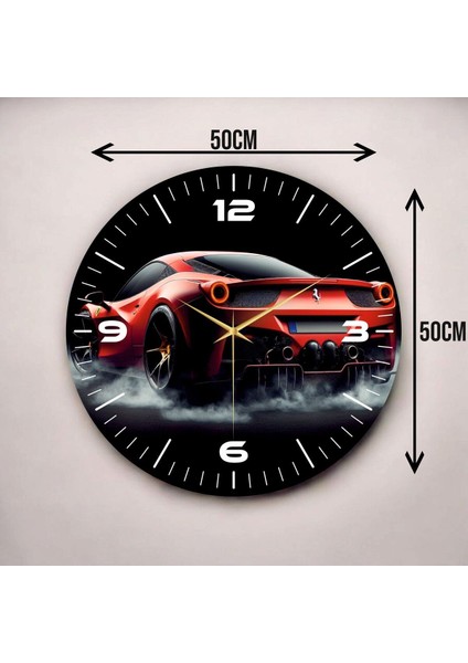 Renkli Baskı Araba Desenli Sayılı Hediyelik Ahşap Sessiz Duvar Saati 45CM fiyatları