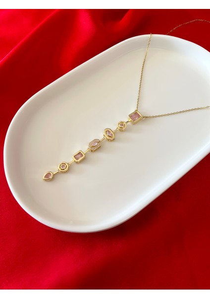 Pembe Gold Çelik Y Kolye