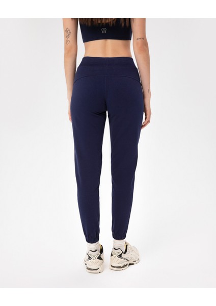 Kadın Lacivert Indigo Jogger Eşofman - Gots Sertifikalı Organik Pamuk, Yüksek Bel, Lastikli Paça, Ön Cepli, Şardonlu İç Yüzey, Spor ve Günlük Aktiviteler İçin Rahat Jogger Eşofman fiyatları