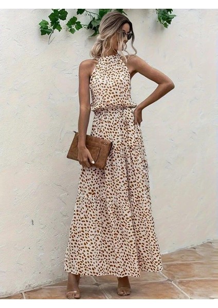 Kadın Daire Yakalı Beli Lastikli Desenli Süprem Elbise fiyatları