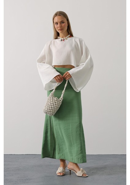 Yarasa Kollu Crop Bluz fiyatları