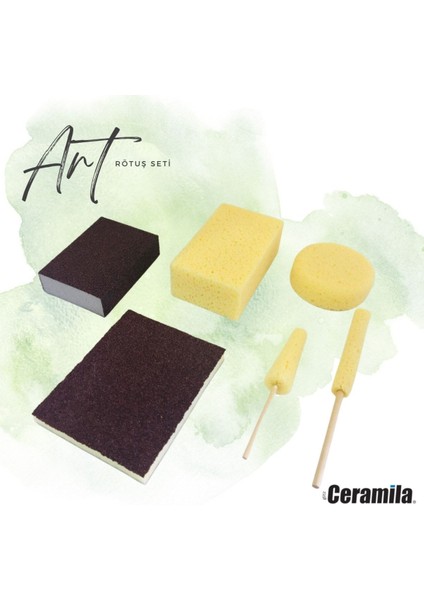 Ceramila Art 3059 Seramik Rötuş Sünger ve Zımpara Seti