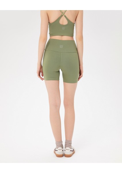 Kadın Açık Yeşil Viskoz Şort - EcoVero Viskoz Yüksek Bel, Önü Dikişsiz, Çift Kat Kumaş, Yoga Pilates Biker Şort fiyatları
