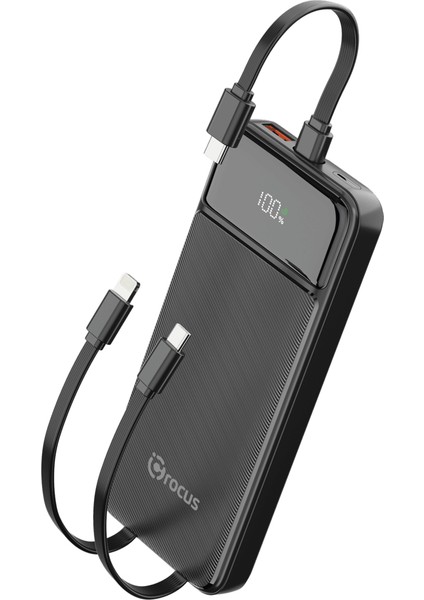 Octopus 10.000 Mah 22.5W 3in1 Kablolu Siyah