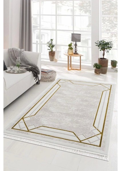 Efsun Modern Salon ve Oturma Odası Halısı - Krem Gold