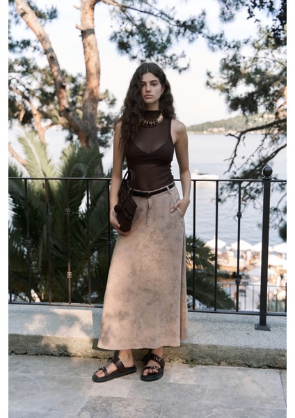 Garias Cepli Uzun Batik Desenli Vizon Etek