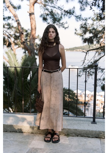 Garias Cepli Uzun Batik Desenli Vizon Etek indirimleri