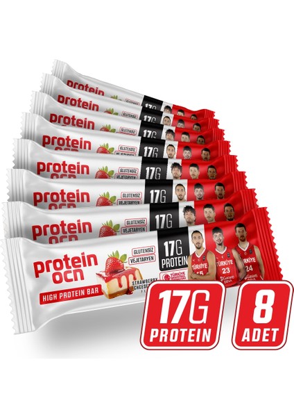 Protein Bar - Strawberry Cheesecake Aromalı – 50 gr x 8 Adet