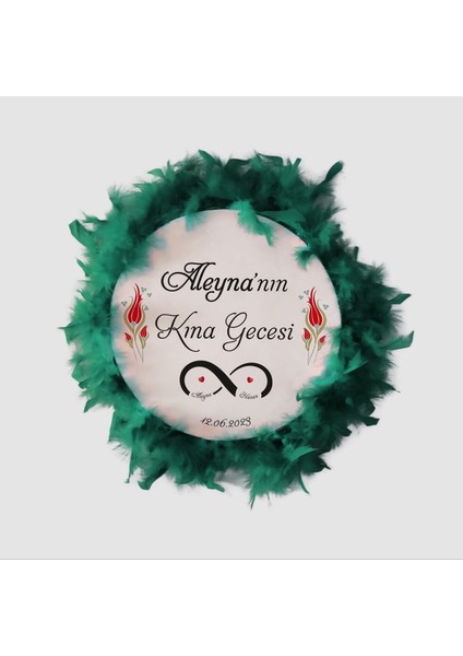 Kişiye Özel, Deri Tef, Kına Tefi (32 cm Büyük Boy-Yeşil Tüylü) fiyatları