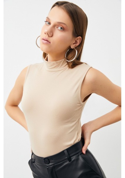 Sıfır Kol Boğazlı Likralı Tesettüre Uygun Penye Badi