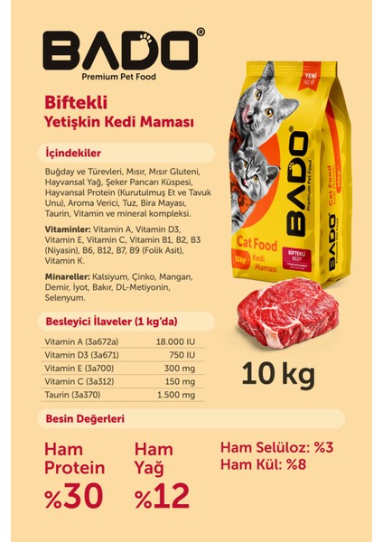 Yetişkin Kedi Maması Etli 10 Kg