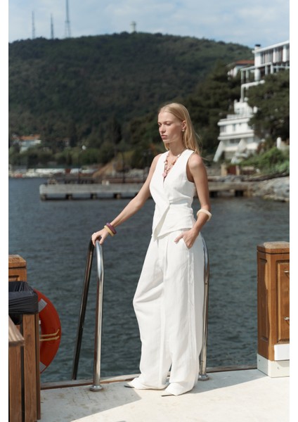 Nagmetah Sırt Pencereli Ekru Yelek Pantolon Takım fiyatları