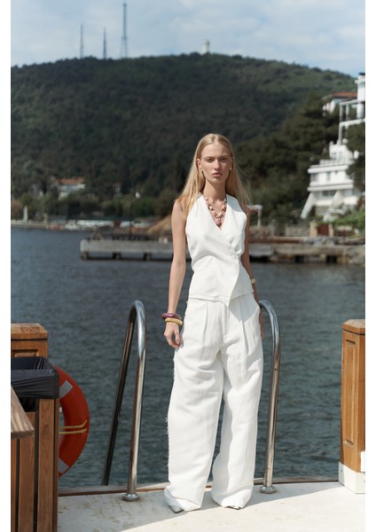 Nagmetah Sırt Pencereli Ekru Yelek Pantolon Takım indirimleri