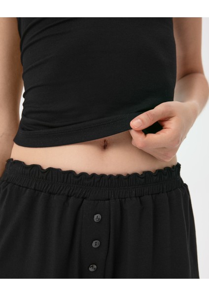 EcoVero Viskoz Lastikli Siyah Büzgülü Pijama Boxer modelleri