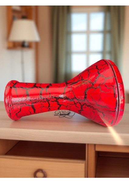 Profesyonel Mısır Darbuka Kırmızı Siyah Çatlak Desen - Kılıf Hediyeli