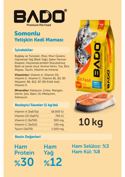 Yetişkin Kedi Maması Somonlu 10 kg indirimleri