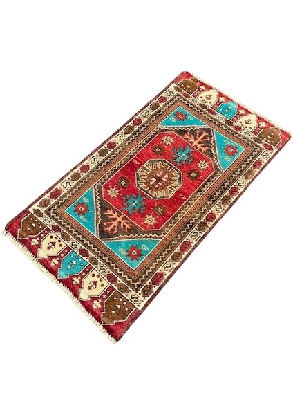El Dokuma Vintage Küçük Halı 52X96 Renkli Yün Kök Boya Halı fiyatları
