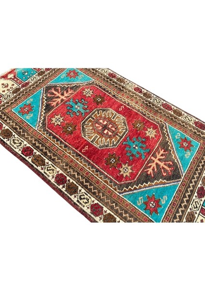 El Dokuma Vintage Küçük Halı 52X96 Renkli Yün Kök Boya Halı fırsatları