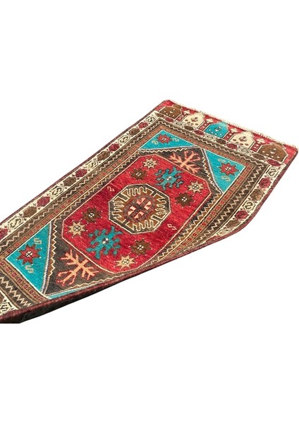 El Dokuma Vintage Küçük Halı 52X96 Renkli Yün Kök Boya Halı indirimleri