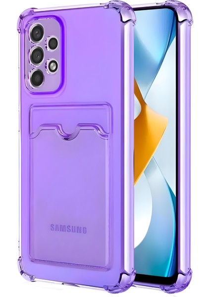Samsung Galaxy A72 Uyumlu Kamera Korumalı Kartlıklı Köşeleri Airbag Tasarımlı Darbe Önleyici Şeffaf Silikon Kılıf