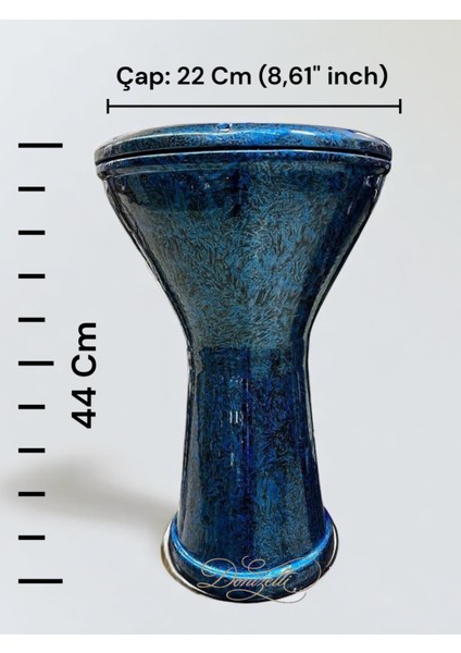 Darbuka Mısır Mavi Kırçıllı Fırın Boyalı - Kılıf Dahil