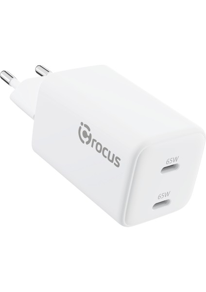 Gan 65W Pd + Pd Çift Port Seyahat Şarj Cihazı-Beyaz