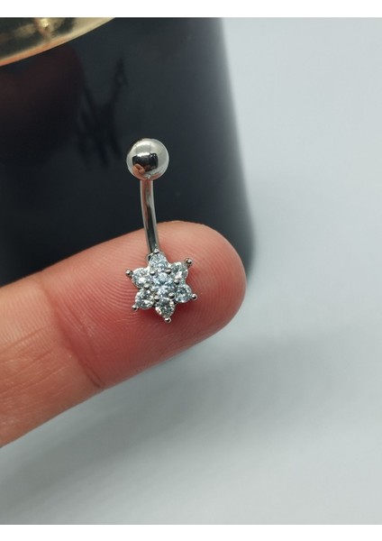 Cerrahi Çelik Mod 7733 Zirkon Çelik Göbek Piercing